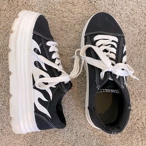 Black Platform Flame Sneakers